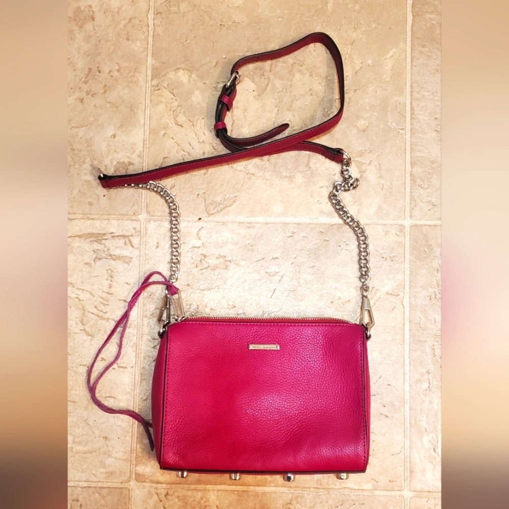 Rebecca Minkoff BRIGHT PINK zippered crossbody bag